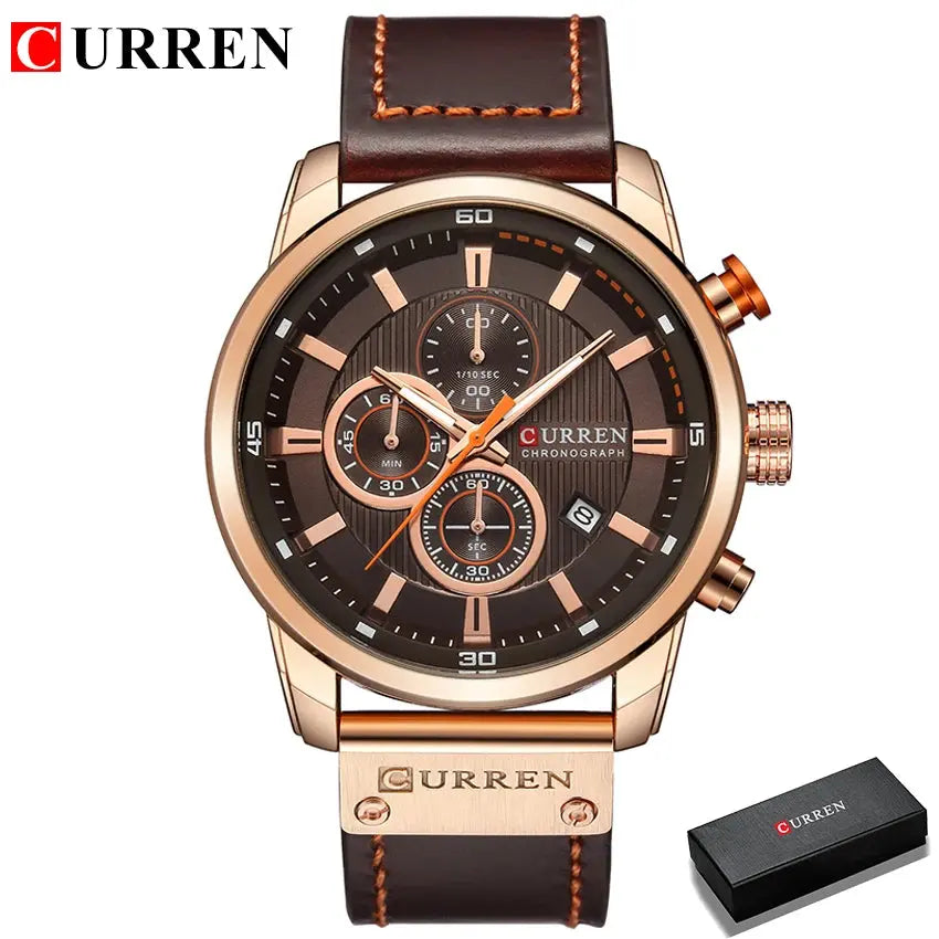 CURREN Fashion Date Quartz Hommes Montres Top Marque Luxe Homme Horloge Chronographe Sport Hommes Montre-Bracelet Homme Curren Garçon - Soldes-ShopOnline