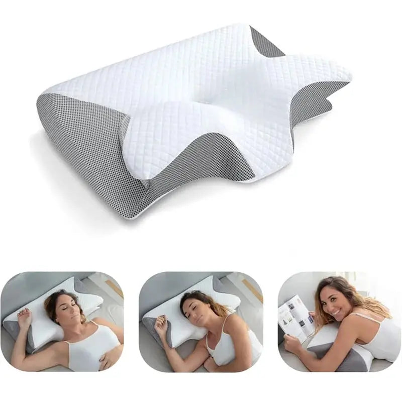 1pc Oreiller cervical en mousse à mémoire de forme, oreiller orthopédique ergonomique 2 en 1 pour les douleurs au cou, oreillers de soutien profilés, oreiller de cou Femmes/Hommes - Soldes-ShopOnline