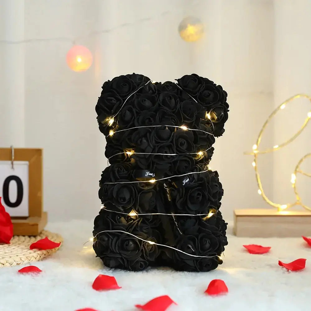 25cm Artificiel Teddy Rose Fleur Ours avec Boîte Romantique Saint-Valentin Cadeau Petite amie Femmes Anniversaire Fête de mariage Fournitures Cadeau pour fille - Soldes-ShopOnline