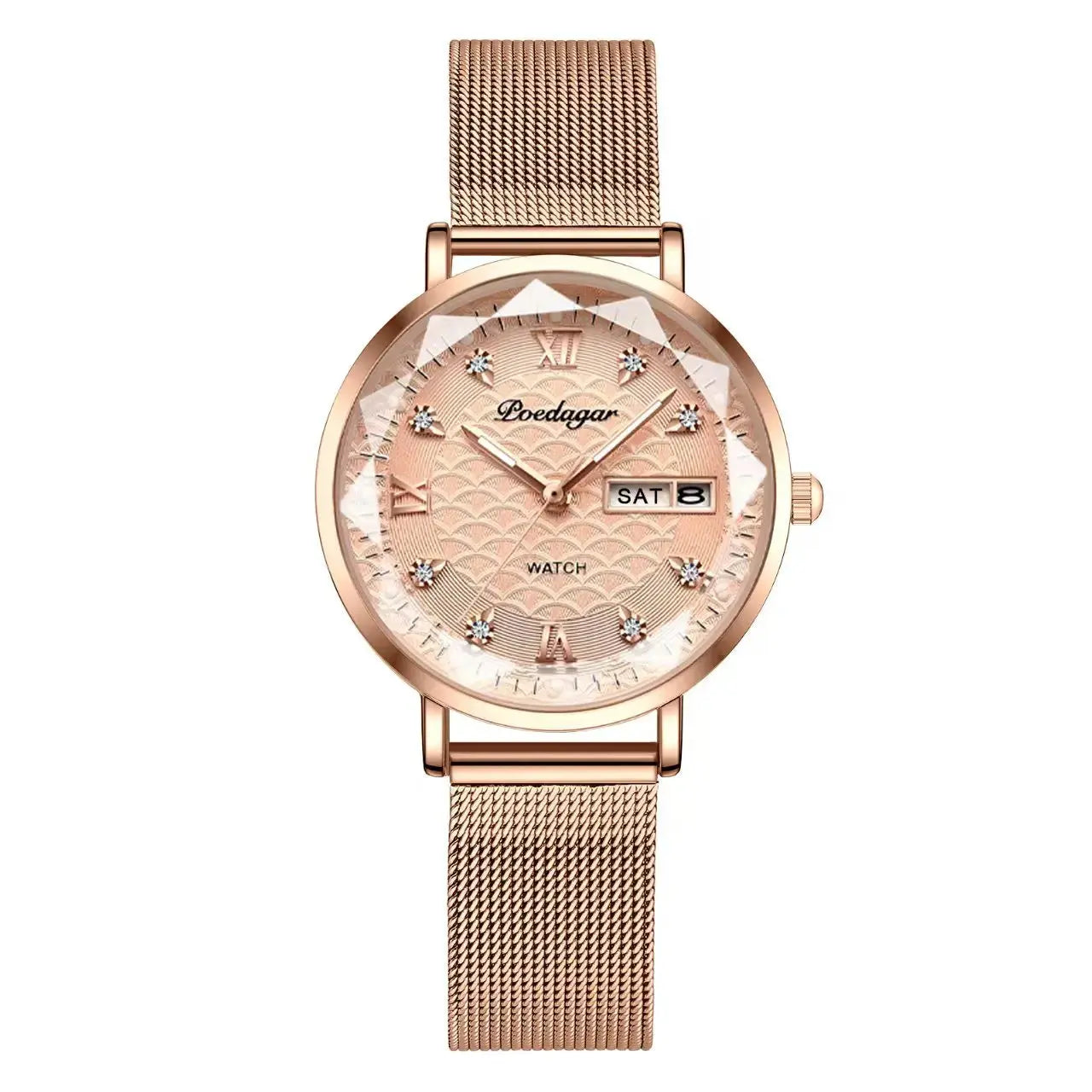 POEDAGAR Montre Femmes Nouvelle Mode Luxe Acier Inoxydable Montre-Bracelet Bracelet Simple Or Rose Étanche Lumineux Mesdames Montres Femmes - Soldes-ShopOnline