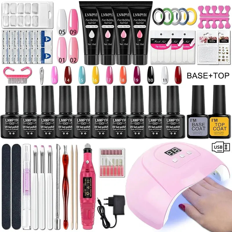 Kit de vernis à ongles en gel avec lampe à ongles UV Perceuse à ongles électrique Soak Kit complet de manucure pour ongles de Filles/Femmes - Soldes-ShopOnline