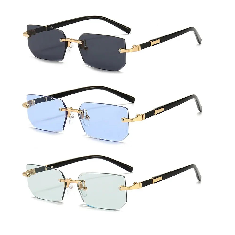 Lunettes de soleil sans monture Rectangle Mode Populaire Femmes Hommes Nuances Petites lunettes de soleil carrées pour femmes Homme Été Voyage classe garçon chic à Prix attractif - Soldes-ShopOnline