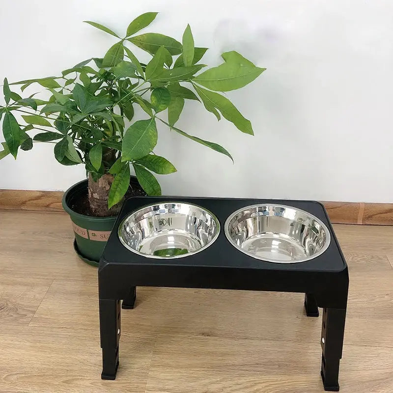 BOOTEELY Gamelles Bols de mangeoire pour chiens surélevés Support surélevé réglable avec doubles bols d'eau pour aliments en acier inoxydable Petits, moyens, grands chiens - Soldes-ShopOnline