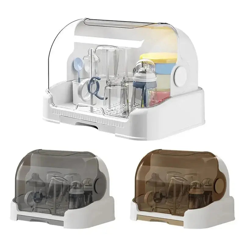 Séchoir et organisateur portable pour biberons - Conteneur de stockage anti-poussière avec bac d'égouttage amovible, accessoire d'alimentation hygiénique pour Bébé - Soldes-ShopOnline