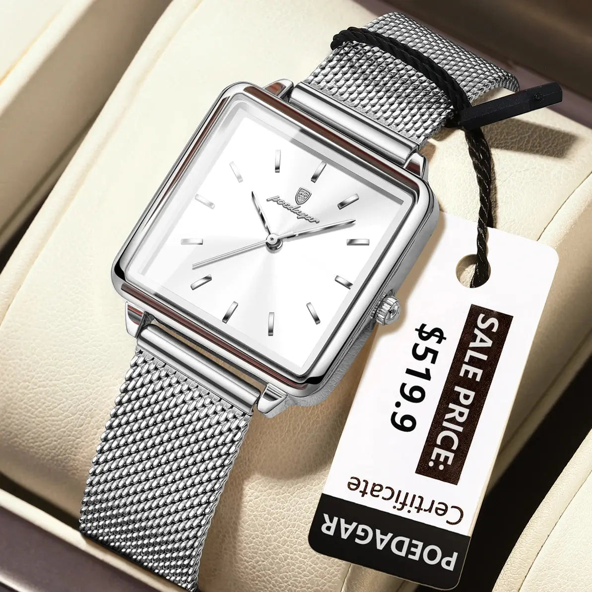 POEDAGAR Montre de mode pour dames Montre élégante carrée étanche pour femme Montres à quartz en acier inoxydable pour femmes féminin idée de cadeau à Prix Discount - Soldes-ShopOnline