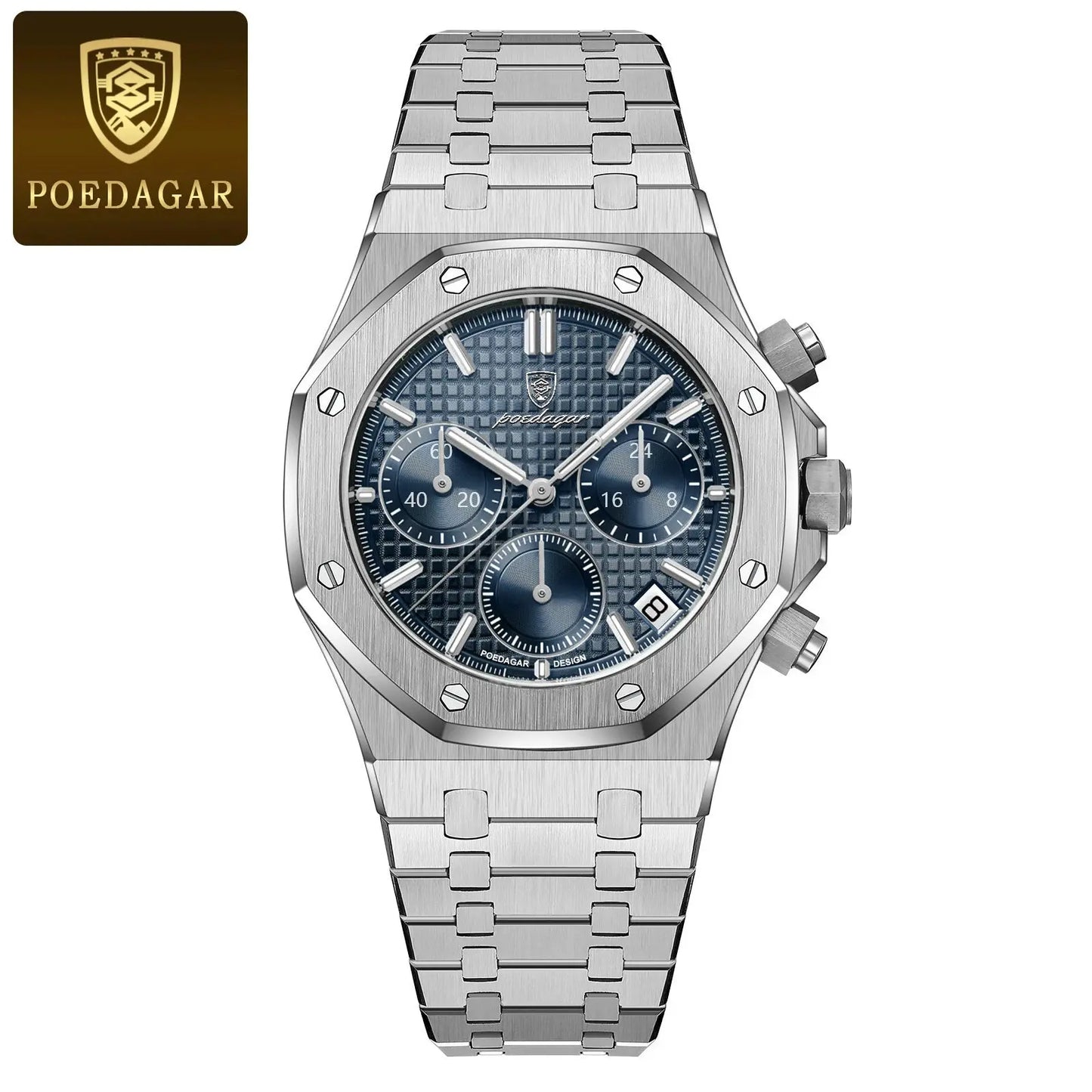 POEDAGAR Montres de luxe d’origine pour hommes Chronographe de date Montre à quartz en acier inoxydable Montre-bracelet étanche à la mode lumineuse pour homme - Soldes-ShopOnline