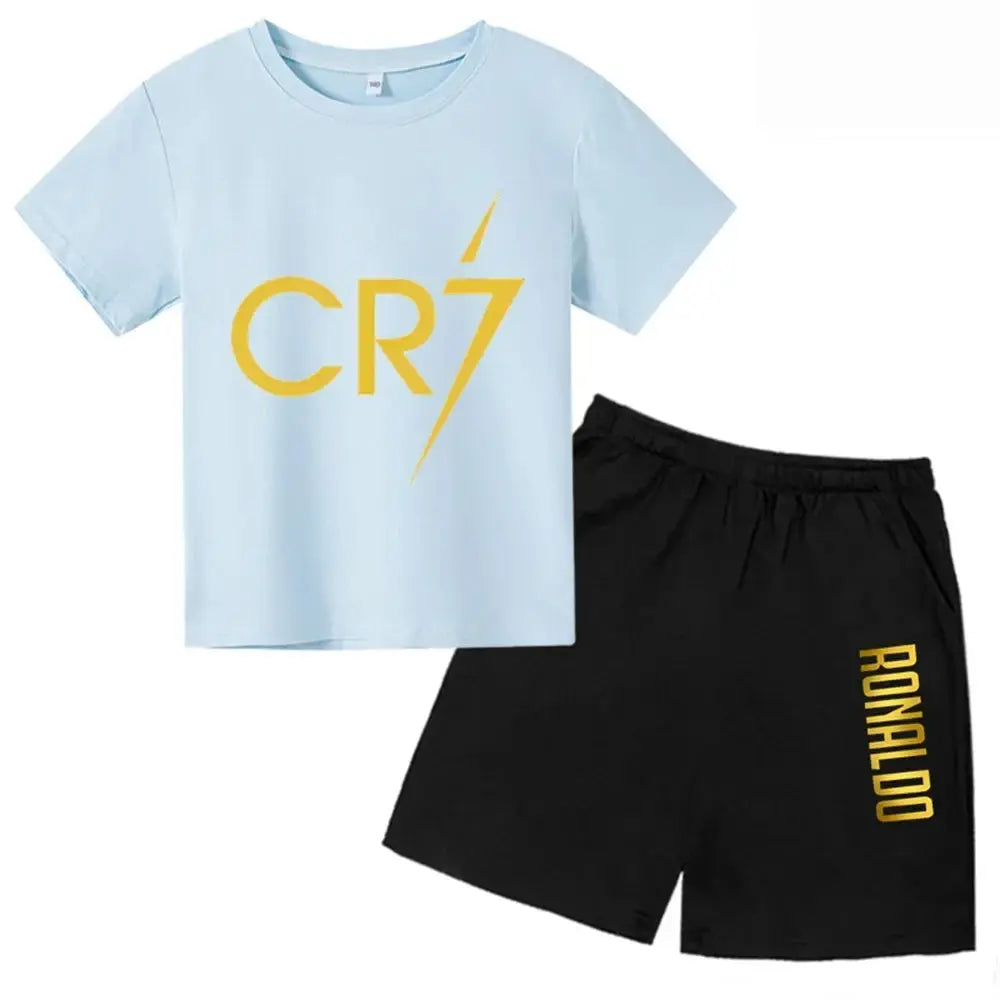CR7 Imprimé Manches Courtes Enfants Ensemble Casual Mode t-shirt et Short 2pcs Set Kid Garçons Filles Sports Tshirts Set Tenues ensemble CR7 à Prix Discount - Soldes-ShopOnline