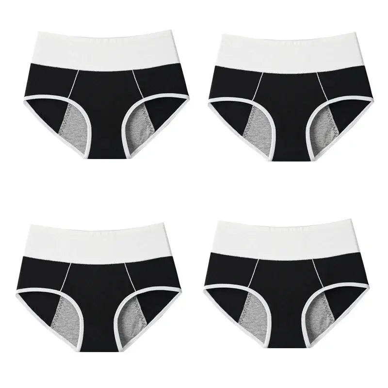 4Pcs Culottes pour femmes Taille haute Culottes menstruels étanches Élargie pour Fille/Femme Coton physiologique Plus Size Slips féminins à Prix Discount 4PCS - Soldes-ShopOnline