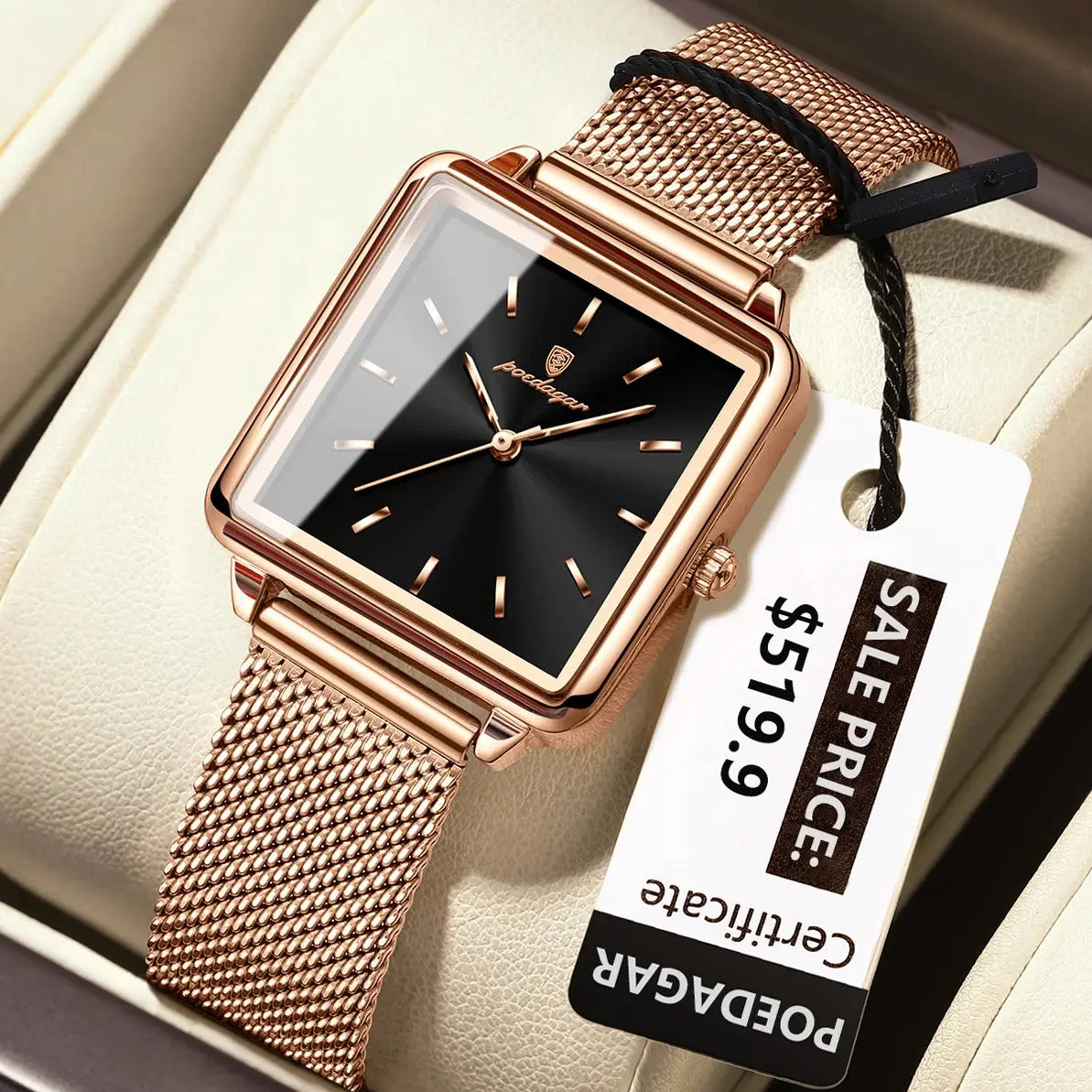 POEDAGAR Montre de mode pour dames Montre élégante carrée étanche pour femme Montres à quartz en acier inoxydable pour femmes féminin idée de cadeau à Prix Discount - Soldes-ShopOnline