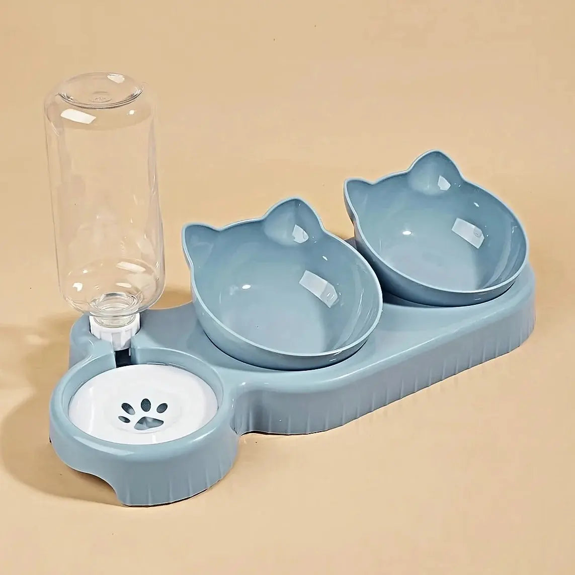 Gamelles pour Animaux De Compagnie Avec Mangeoire et Eau, Ensemble De Bols D'Eau Et De Nourriture pour chat Incliné 3 En 1 Avec Bouteille D'Eau Par Gravité Chiens & Chats - Soldes-ShopOnline