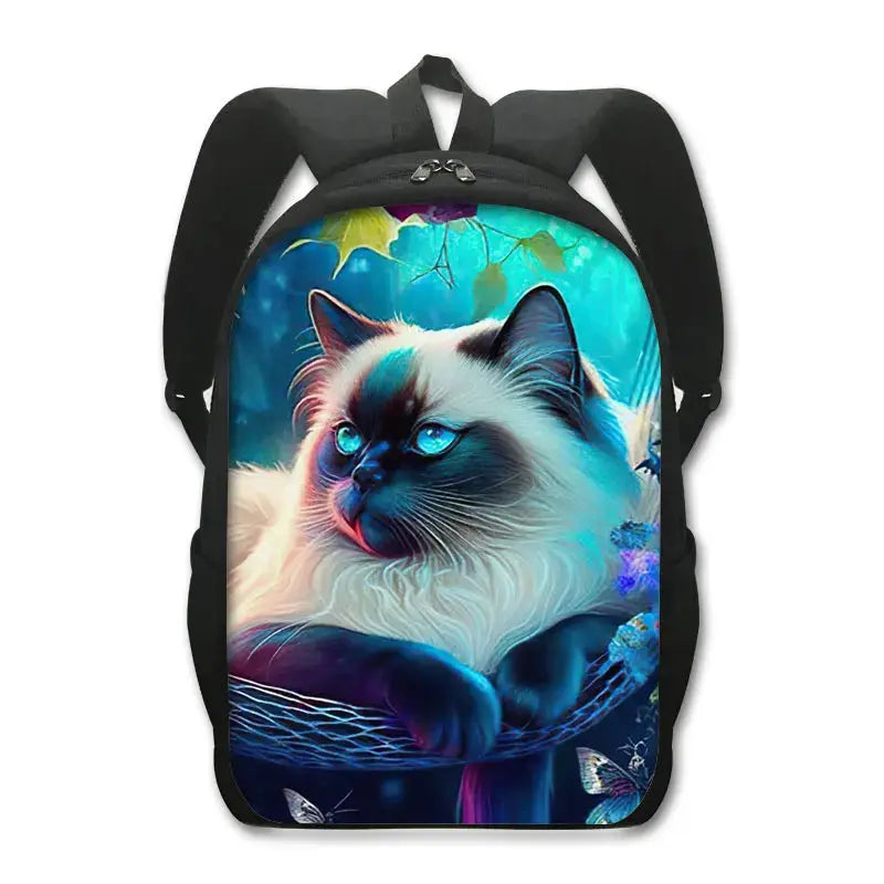 Sac à dos de chat mignon Chat persan/siamois Sacs d'école pour enfants pour adolescents Sacs à dos pour ordinateur portable de chat britannique écossais Sac à dos de livre de chaton - Soldes-ShopOnline