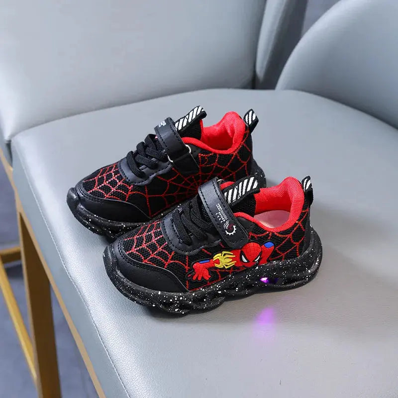 Disney LED Casual Sneakers Rouge Noir Pour Les Garçons De Printemps Spiderman Mesh Chaussures D’Extérieur Enfants Éclairés Chaussures Antidérapantes Taille 21-30 - Soldes-ShopOnline