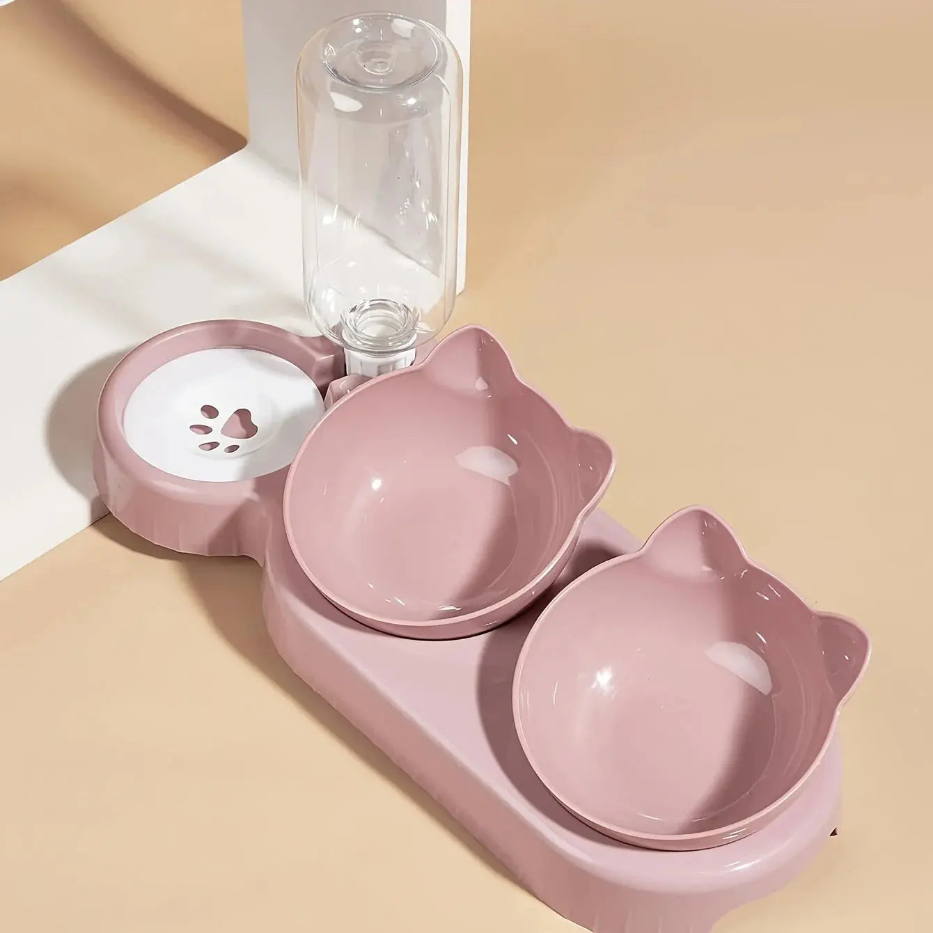 Gamelles pour Animaux De Compagnie Avec Mangeoire et Eau, Ensemble De Bols D'Eau Et De Nourriture pour chat Incliné 3 En 1 Avec Bouteille D'Eau Par Gravité Chiens & Chats - Soldes-ShopOnline