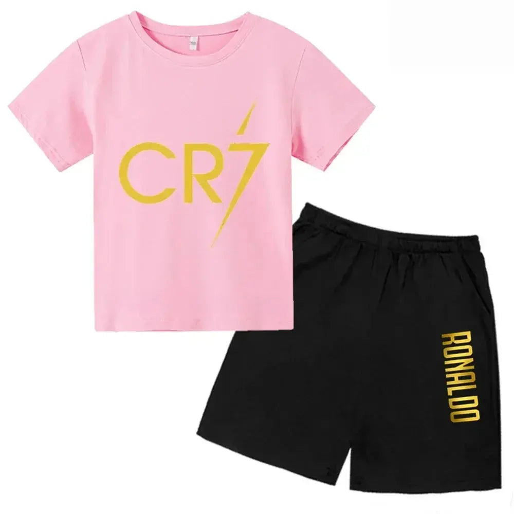 CR7 Imprimé Manches Courtes Enfants Ensemble Casual Mode t-shirt et Short 2pcs Set Kid Garçons Filles Sports Tshirts Set Tenues ensemble CR7 à Prix Discount - Soldes-ShopOnline
