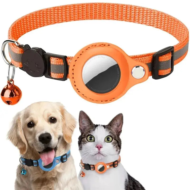Collier de chien Collier de chat réfléchissant avec porte-étiquette Apple Air et cloche pour fille et garçon, accessoires anti-perte, Breakaway, collier de chat Airtag - Soldes-ShopOnline