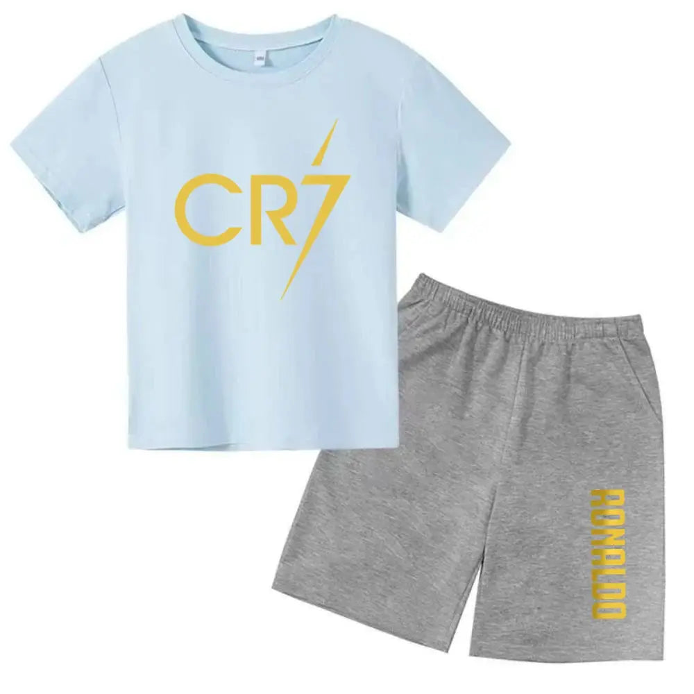 CR7 Imprimé Manches Courtes Enfants Ensemble Casual Mode t-shirt et Short 2pcs Set Kid Garçons Filles Sports Tshirts Set Tenues ensemble CR7 à Prix Discount - Soldes-ShopOnline