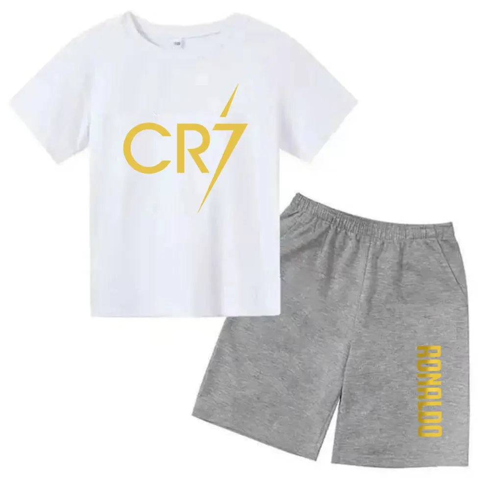CR7 Imprimé Manches Courtes Enfants Ensemble Casual Mode t-shirt et Short 2pcs Set Kid Garçons Filles Sports Tshirts Set Tenues ensemble CR7 à Prix Discount - Soldes-ShopOnline