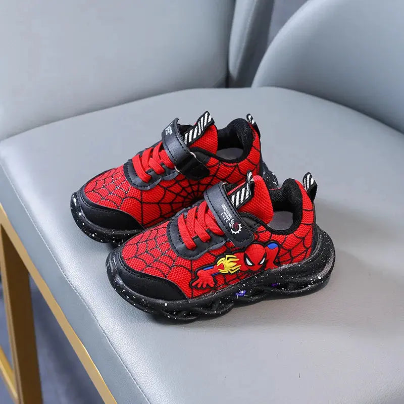 Disney LED Casual Sneakers Rouge Noir Pour Les Garçons De Printemps Spiderman Mesh Chaussures D’Extérieur Enfants Éclairés Chaussures Antidérapantes Taille 21-30 - Soldes-ShopOnline