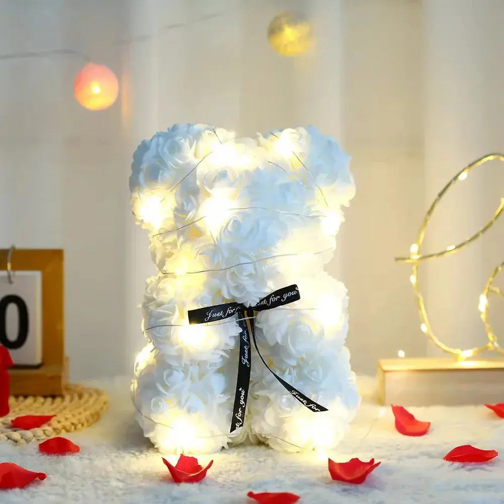 25cm Artificiel Teddy Rose Fleur Ours avec Boîte Romantique Saint-Valentin Cadeau Petite amie Femmes Anniversaire Fête de mariage Fournitures Cadeau pour fille - Soldes-ShopOnline