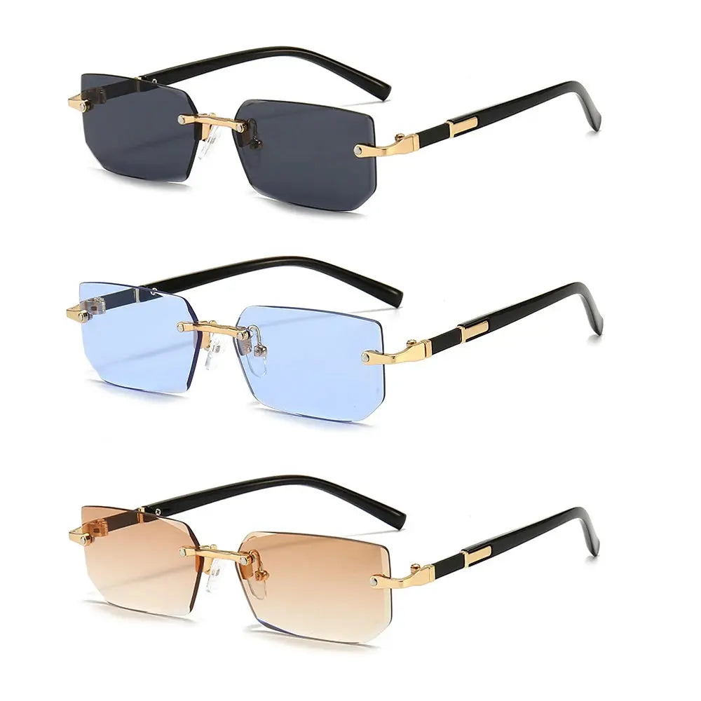 Lunettes de soleil sans monture Rectangle Mode Populaire Femmes Hommes Nuances Petites lunettes de soleil carrées pour femmes Homme Été Voyage classe garçon chic à Prix attractif - Soldes-ShopOnline