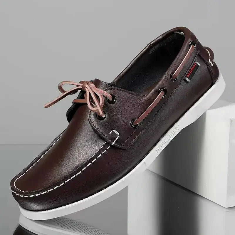 Mocassins Chaussures pour hommes Chaussures de conduite en cuir véritable Retro Fashion Docksides Chaussures de bateau Classic Men Designer Tailles 38/45 pour Homme - Soldes-ShopOnline