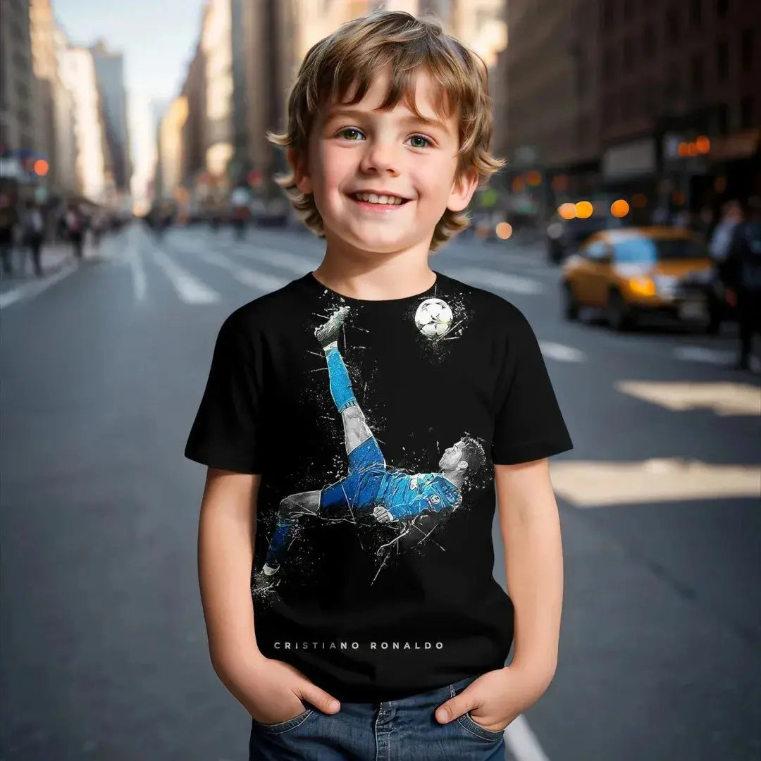 Nouveau T-Shirt kit Ronaldo de football européen Portugal été 2025 imprimé en 3D printemps/été T-shirt pour enfants par Cristiano Ronaldo - Soldes-ShopOnline