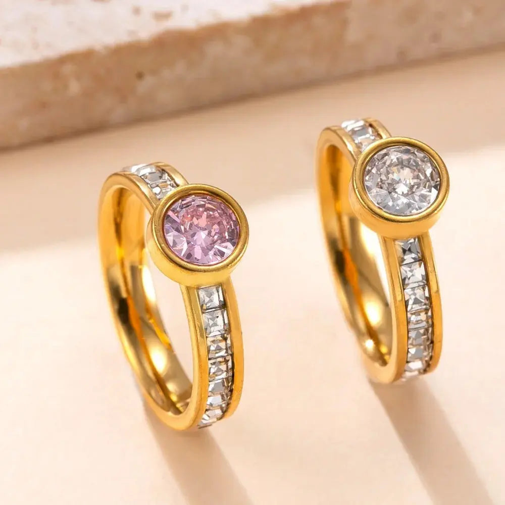 Bague en acier inoxydable 316L pour femmes de luxe Zircon Doigt Bijoux de mode Accessoires Cadeau de fête idée de cadeau femme fille à prix discount - Soldes-ShopOnline