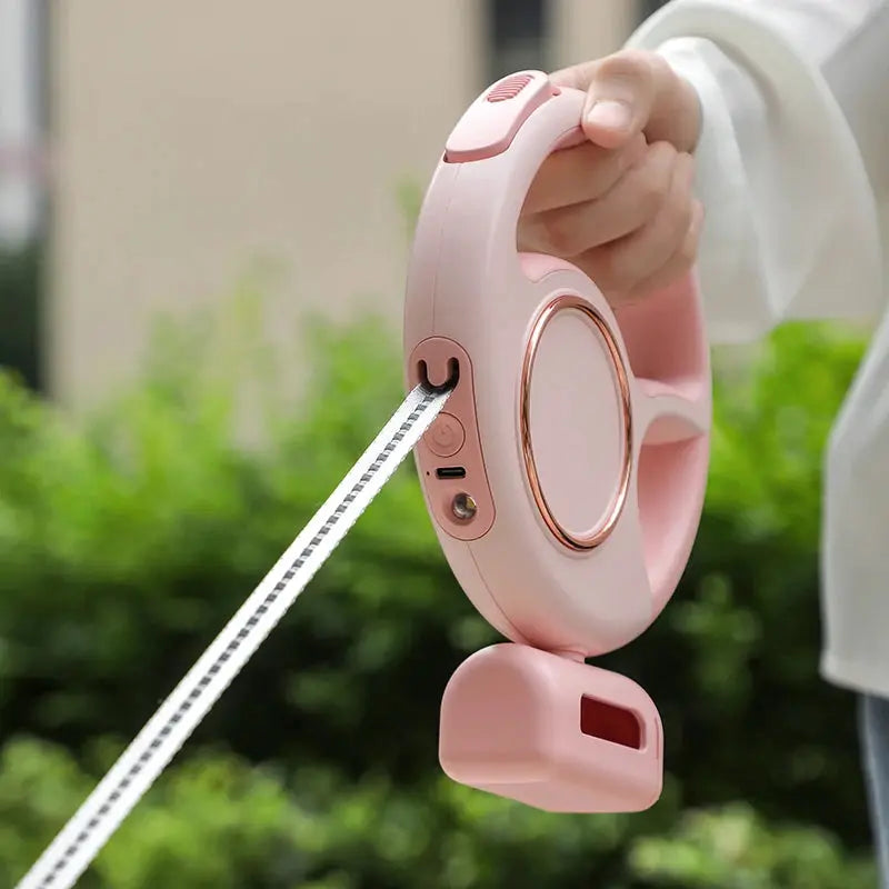 Laisse rétractable pour chien de 3 M avec lumière LED, 500mAh USB rechargeable, anti-tirait et laisse de marche de sécurité nocturne pour animal de compagnie - Soldes-ShopOnline