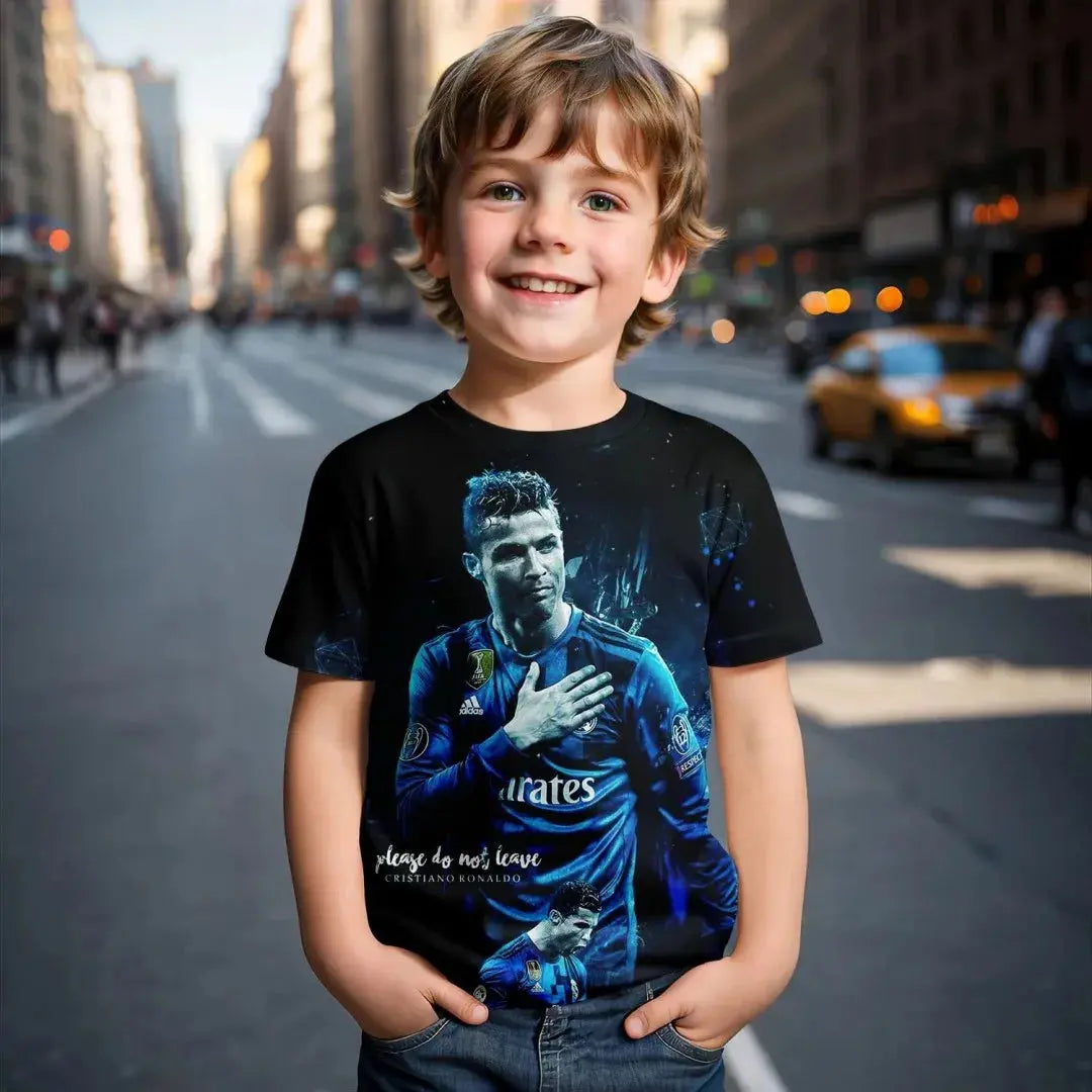Nouveau T-Shirt kit Ronaldo de football européen Portugal été 2025 imprimé en 3D printemps/été T-shirt pour enfants par Cristiano Ronaldo - Soldes-ShopOnline