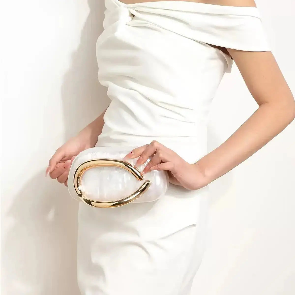 Sac d'embrayage de luxe en acrylique avec fermeture en métal doré Sac à bandoulière de mariage pour femmes Sac à main à bandoulière de soirée élégant chics - Soldes-ShopOnline