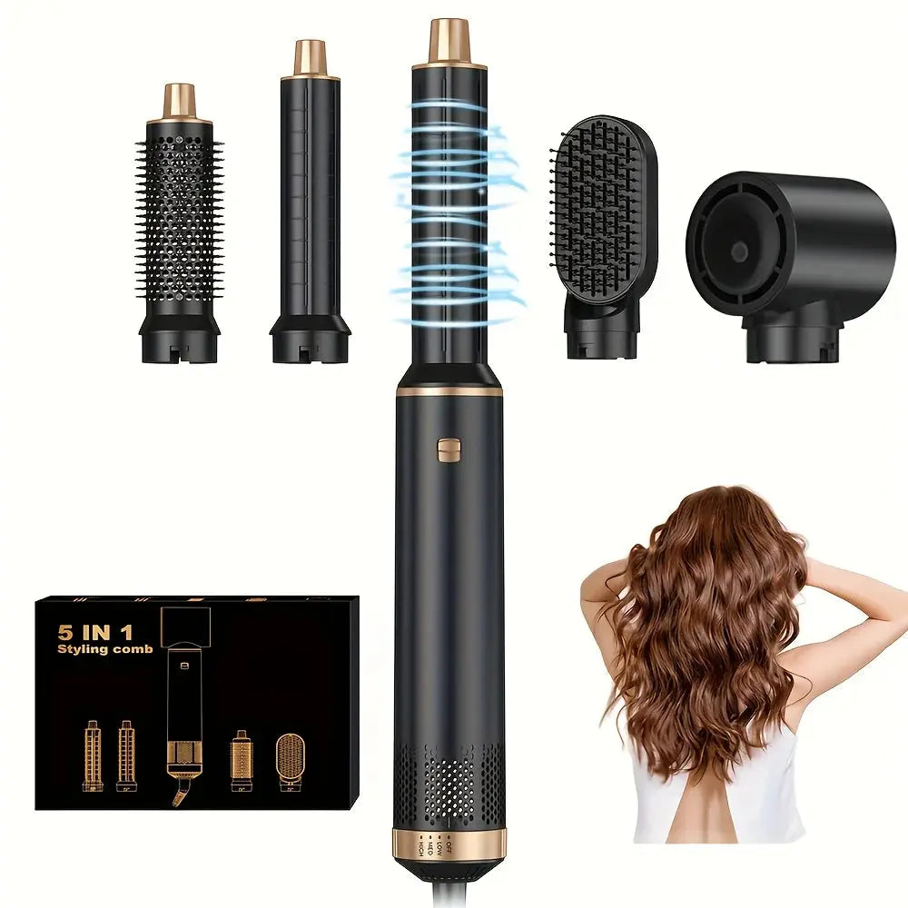 Sèche-cheveux 5 en 1 Peigne électrique Lisseur à ions négatifs Peigne Fer à friser Brosse chauffante multifonctionnelle détachable Sèche-cheveux - Soldes-ShopOnline