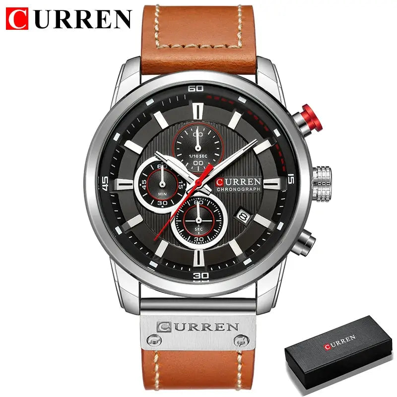 CURREN Fashion Date Quartz Hommes Montres Top Marque Luxe Homme Horloge Chronographe Sport Hommes Montre-Bracelet Homme Curren Garçon - Soldes-ShopOnline