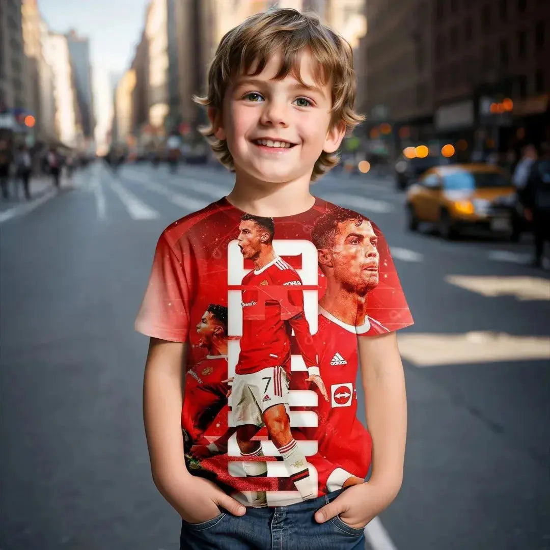 Nouveau T-Shirt kit Ronaldo de football européen Portugal été 2025 imprimé en 3D printemps/été T-shirt pour enfants par Cristiano Ronaldo - Soldes-ShopOnline
