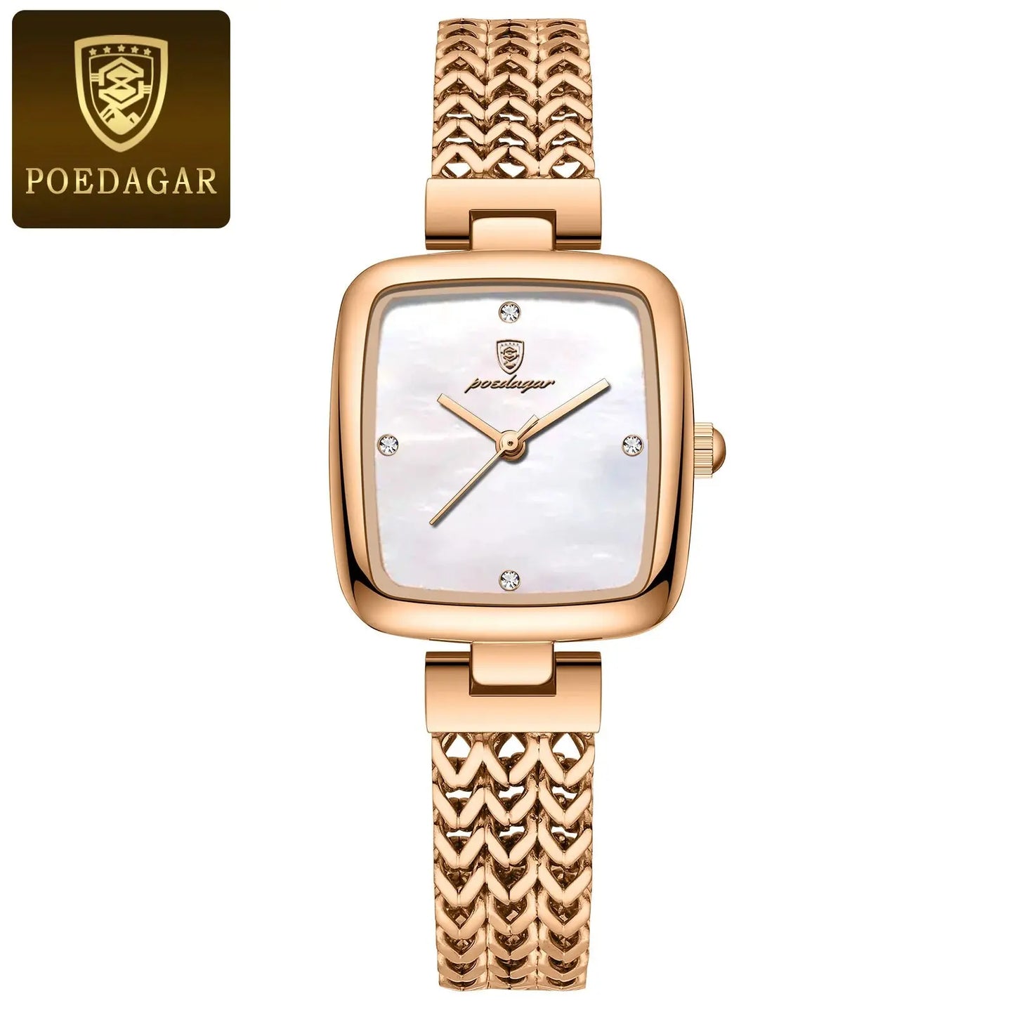 POEDAGAR Montre carrée de luxe pour femme étanche en acier inoxydable dames montre à quartz robe élégantes montres pour femmes montres de filles - Soldes-ShopOnline