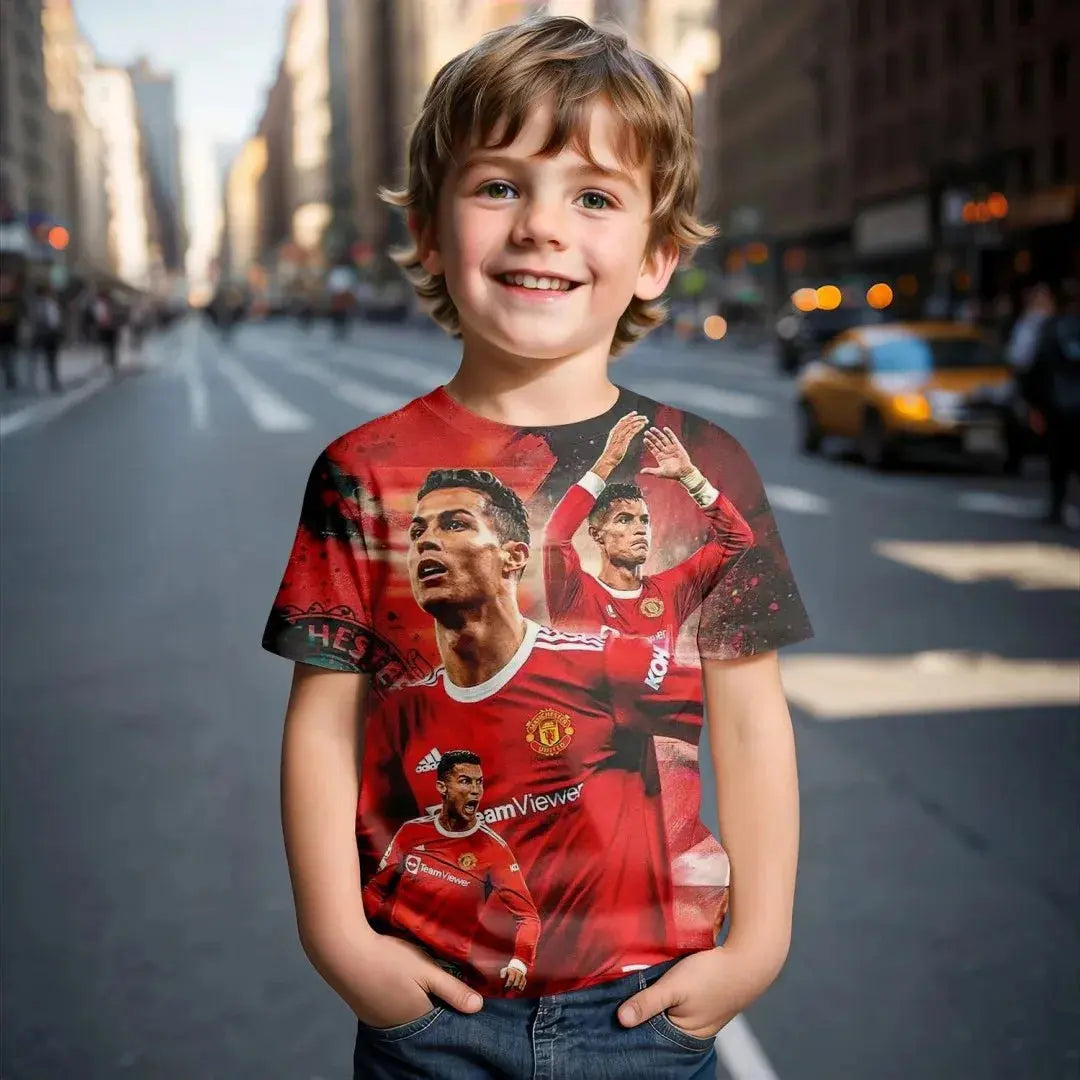 Nouveau T-Shirt kit Ronaldo de football européen Portugal été 2025 imprimé en 3D printemps/été T-shirt pour enfants par Cristiano Ronaldo - Soldes-ShopOnline