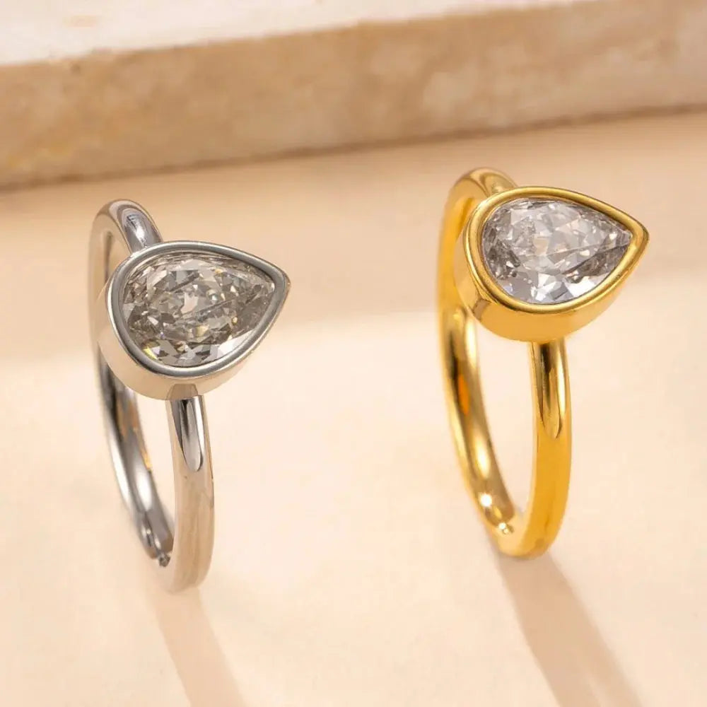 Bague en acier inoxydable 316L pour femmes de luxe Zircon Doigt Bijoux de mode Accessoires Cadeau de fête idée de cadeau femme fille à prix discount - Soldes-ShopOnline