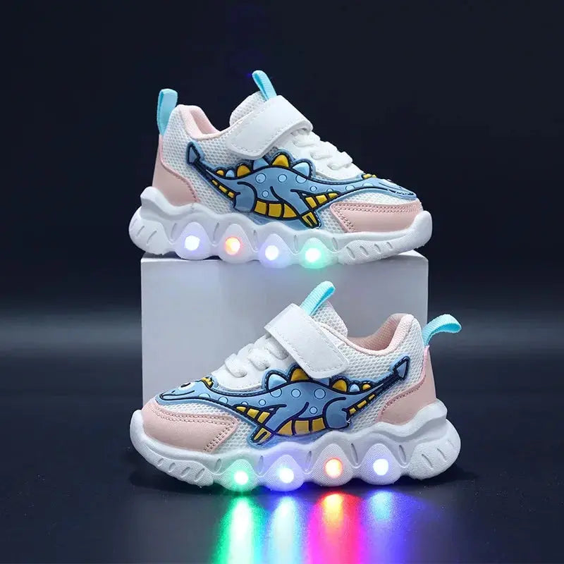 Chaussure de tennis LED Enfants Entraîneur Dessin animé Garçon Casual Sneaker pour Garçon Enfant Chaussure pour Fille Mesh Respirant Chaussure Bébé Éclairée - Soldes-ShopOnline