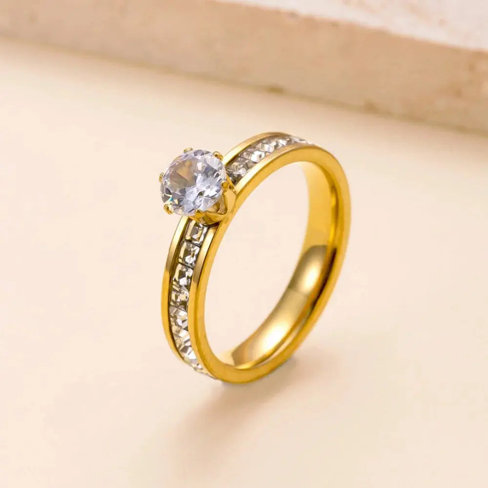 Bague en acier inoxydable 316L pour femmes de luxe Zircon Doigt Bijoux de mode Accessoires Cadeau de fête idée de cadeau femme fille à prix discount - Soldes-ShopOnline