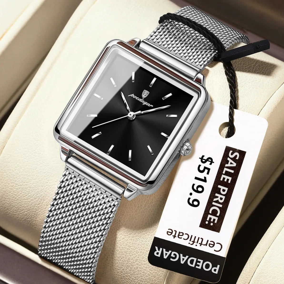 POEDAGAR Montre de mode pour dames Montre élégante carrée étanche pour femme Montres à quartz en acier inoxydable pour femmes féminin idée de cadeau à Prix Discount - Soldes-ShopOnline
