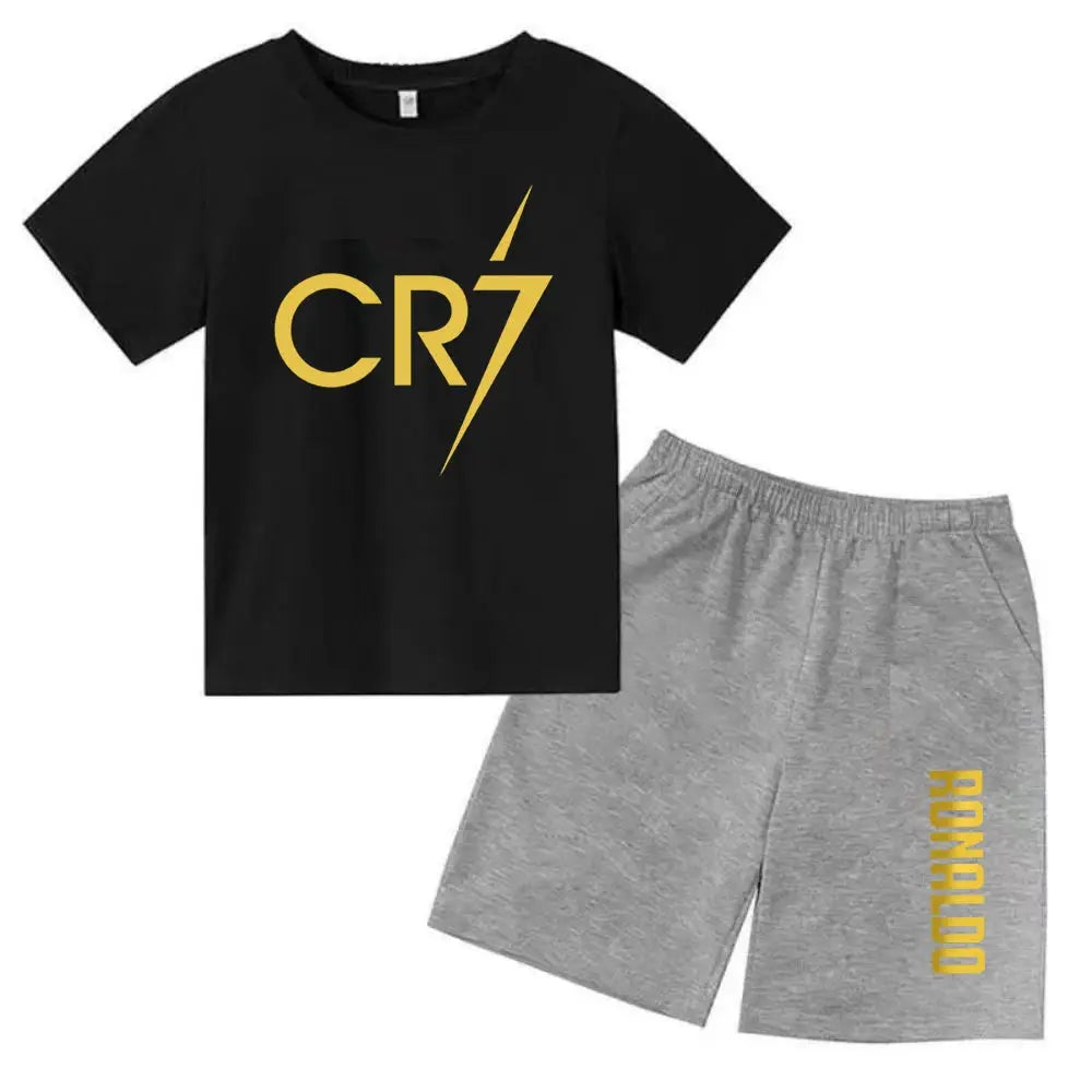 CR7 Imprimé Manches Courtes Enfants Ensemble Casual Mode t-shirt et Short 2pcs Set Kid Garçons Filles Sports Tshirts Set Tenues ensemble CR7 à Prix Discount - Soldes-ShopOnline
