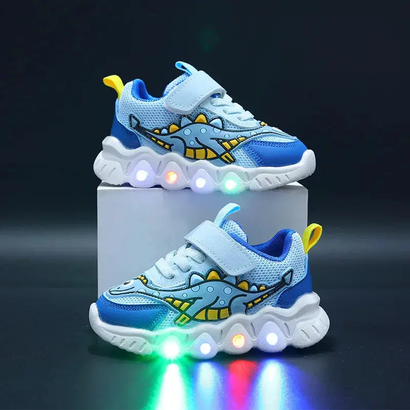 Chaussure de tennis LED Enfants Entraîneur Dessin animé Garçon Casual Sneaker pour Garçon Enfant Chaussure pour Fille Mesh Respirant Chaussure Bébé Éclairée - Soldes-ShopOnline