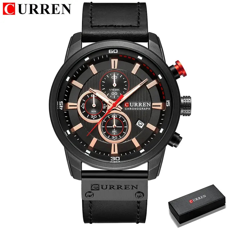 CURREN Fashion Date Quartz Hommes Montres Top Marque Luxe Homme Horloge Chronographe Sport Hommes Montre-Bracelet Homme Curren Garçon - Soldes-ShopOnline