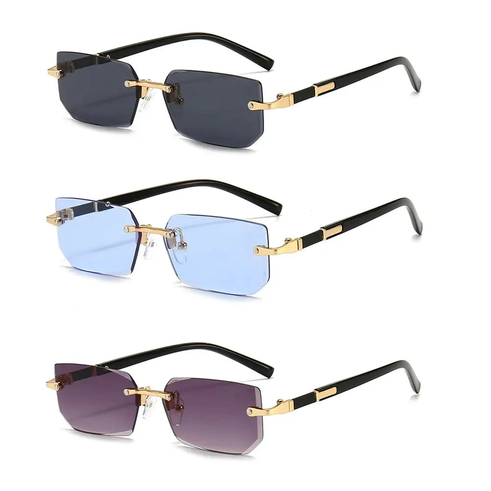 Lunettes de soleil sans monture Rectangle Mode Populaire Femmes Hommes Nuances Petites lunettes de soleil carrées pour femmes Homme Été Voyage classe garçon chic à Prix attractif - Soldes-ShopOnline