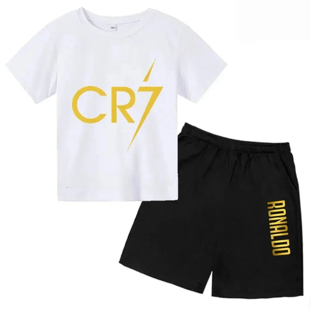 CR7 Imprimé Manches Courtes Enfants Ensemble Casual Mode t-shirt et Short 2pcs Set Kid Garçons Filles Sports Tshirts Set Tenues ensemble CR7 à Prix Discount - Soldes-ShopOnline