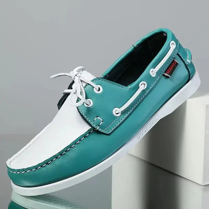 Mocassins Chaussures pour hommes Chaussures de conduite en cuir véritable Retro Fashion Docksides Chaussures de bateau Classic Men Designer Tailles 38/45 pour Homme - Soldes-ShopOnline