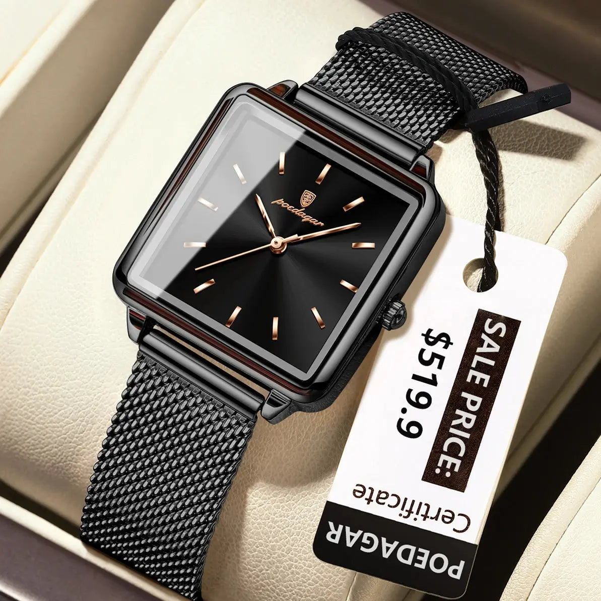 POEDAGAR Montre de mode pour dames Montre élégante carrée étanche pour femme Montres à quartz en acier inoxydable pour femmes féminin idée de cadeau à Prix Discount - Soldes-ShopOnline