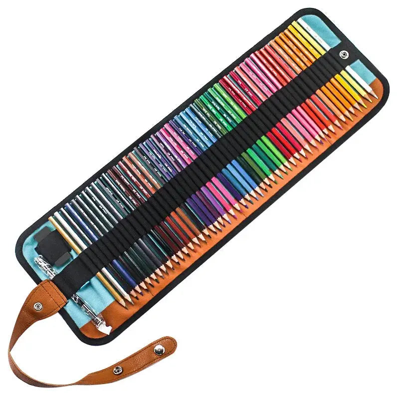 Ensemble de crayons 50/72 couleurs avec étui enroulable en toile Crayons d'art Bois d'huile professionnel Parfait pour les croquis de dessin de coloriage de l'étudiant Filles/Garçons - Soldes-ShopOnline