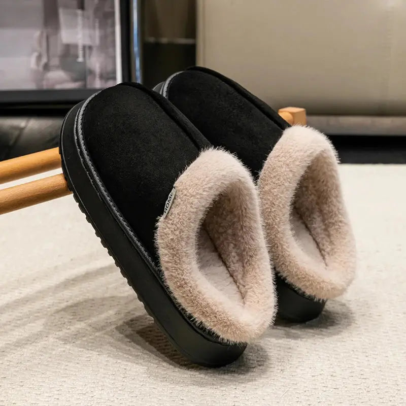 Nouvelles pantoufles moelleuses pour Femmes d'hiver avec semelle épaisse pour l'intérieur antidérapant et la chaleur à la maison avec doublure en fourrure à Prix Discount - Soldes-ShopOnline