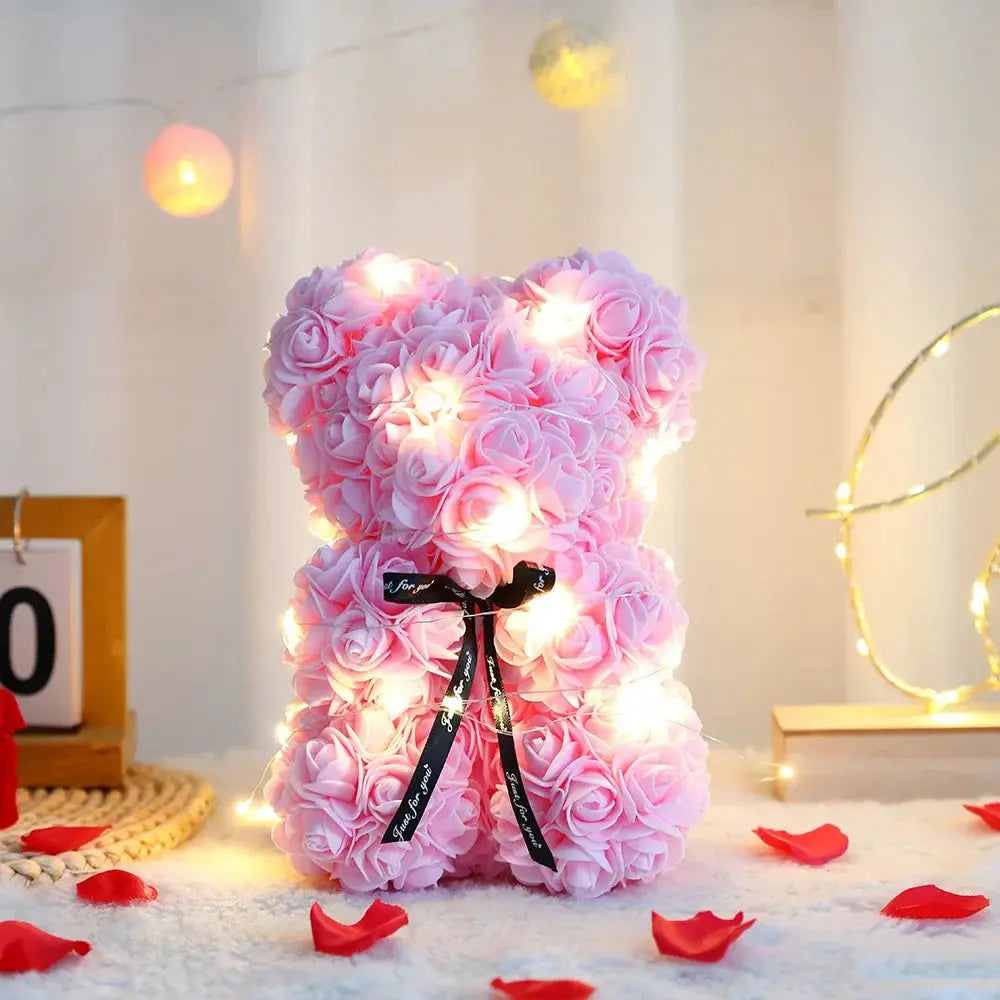 25cm Artificiel Teddy Rose Fleur Ours avec Boîte Romantique Saint-Valentin Cadeau Petite amie Femmes Anniversaire Fête de mariage Fournitures Cadeau pour fille - Soldes-ShopOnline