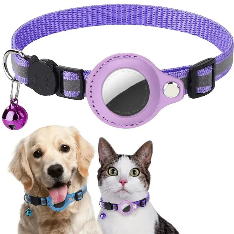 Collier de chien Collier de chat réfléchissant avec porte-étiquette Apple Air et cloche pour fille et garçon, accessoires anti-perte, Breakaway, collier de chat Airtag - Soldes-ShopOnline